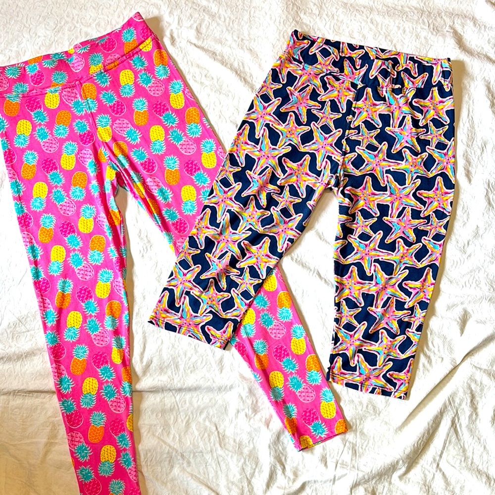 Set of 2 Simply Southern Leggings & Capris, One Size, EUC, Charleston Pineapple